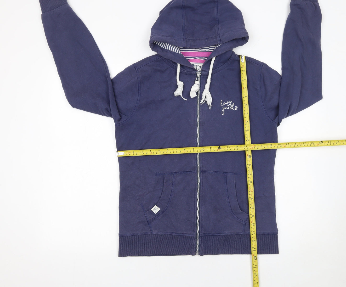 Lazy Jacks Womens Navy Full Zip Hoodie UK 10 Cotton Blend Casual