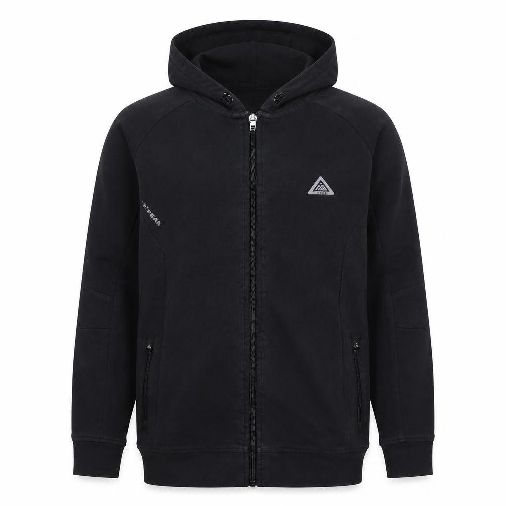 Front view of 9° PEAK boys’ black full zip hoodie 12-13 years outdoor fleece