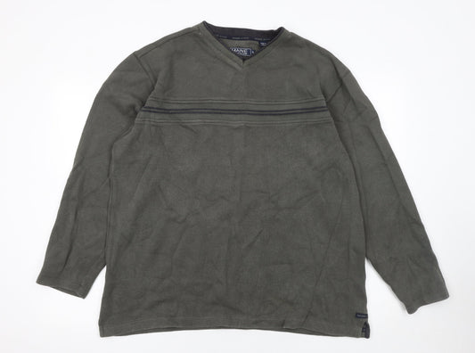Maine New England Men’s Green Cotton V-Neck Pullover Sweatshirt Size L