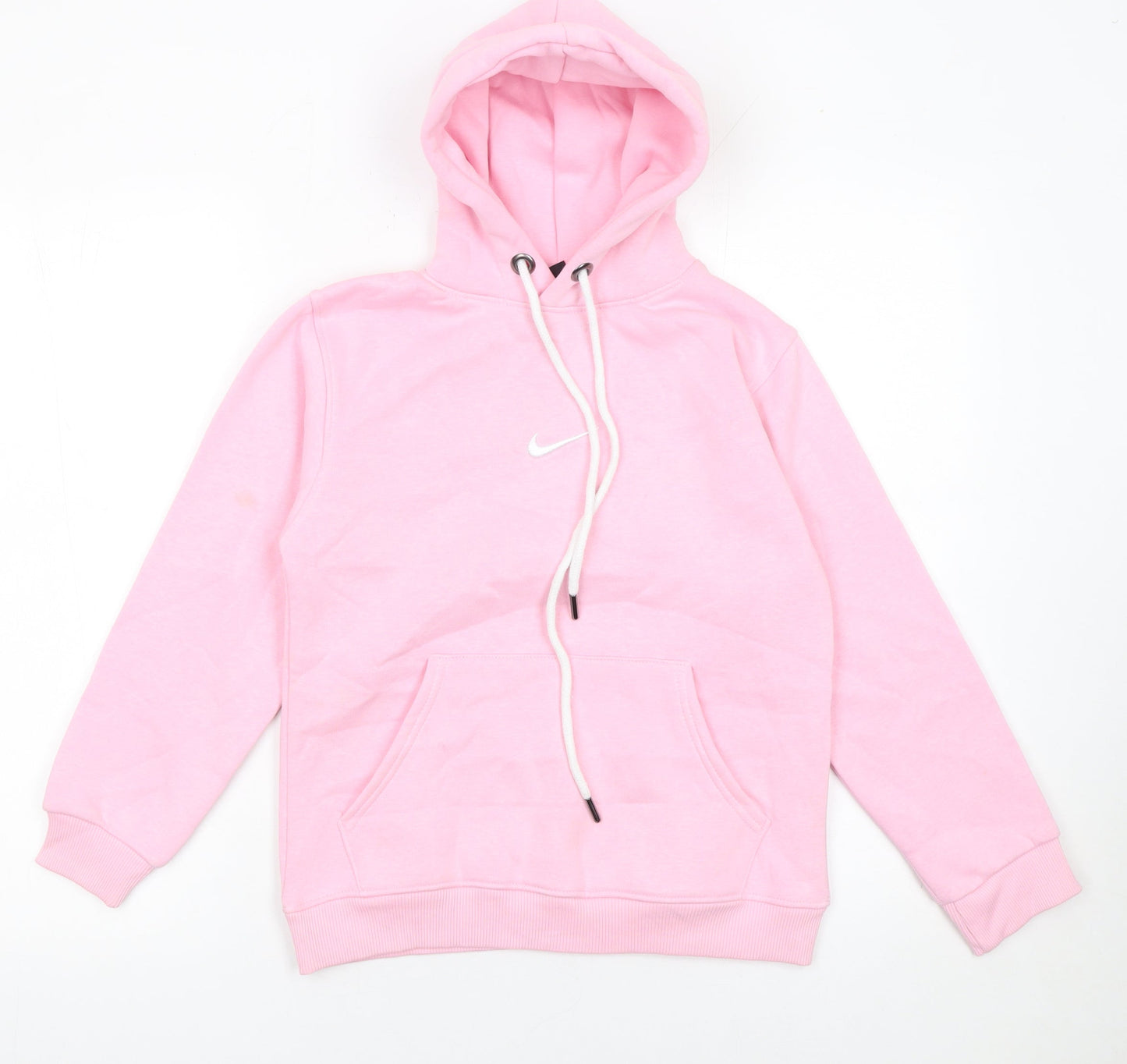 Nike Girls Pink Pullover Hoodie Size 152 Fleece Cotton Blend Hooded Sweatshirt