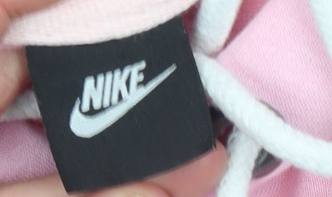 Nike Girls Pink Pullover Hoodie Size 152 Fleece Cotton Blend Hooded Sweatshirt