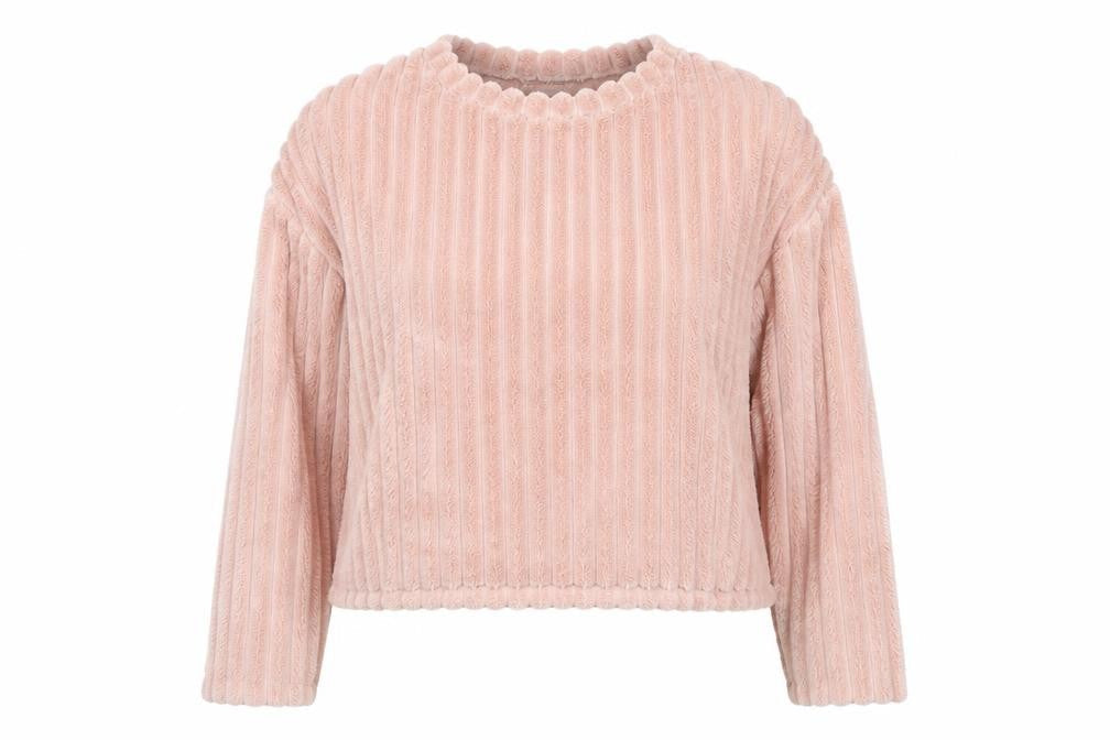 Zara Trafaluc Women Pink L Fleece Pullover Sweatshirt Soft Faux Fur