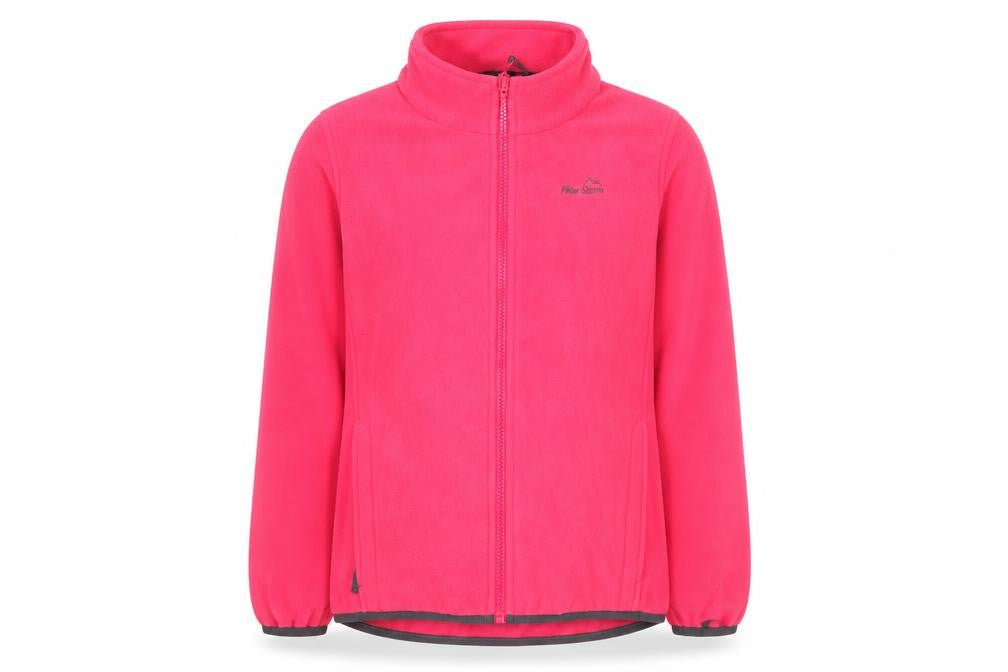 Front view of Peter Storm girls’ pink fleece full zip lightweight jacket 11-12 years