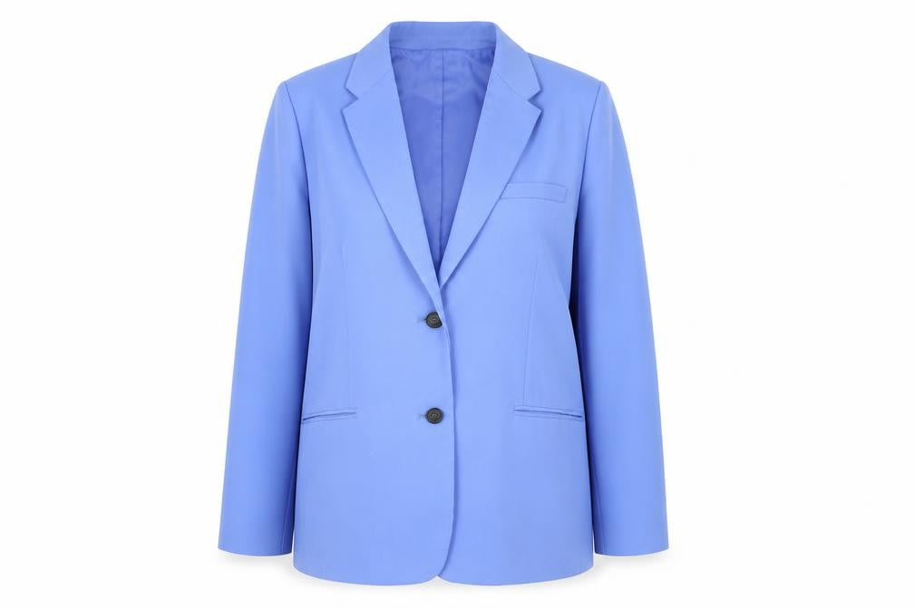 Zara Women Blue XL Blouse Basic Collared Long Sleeve Workwear