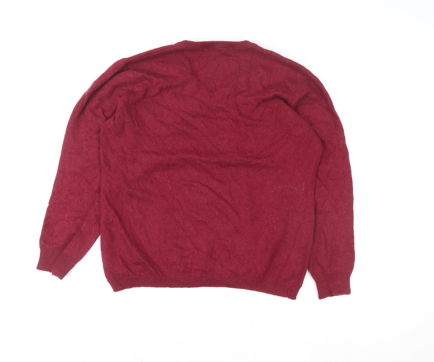 Woolovers Women Red XL V-Neck Merino Wool Pullover Jumper