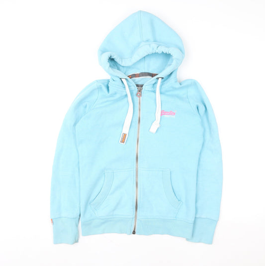 Superdry Women's Blue Full Zip Hoodie Small with Drawstring Hood