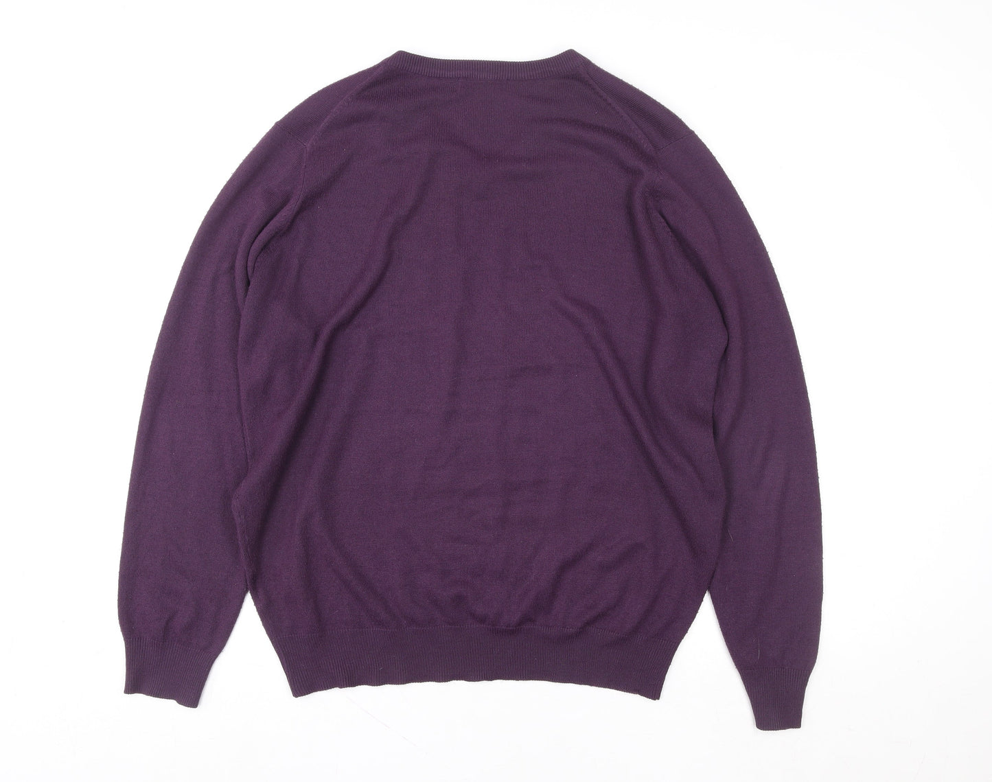 James Pringle Men's Purple V-Neck Acrylic Knit Pullover Jumper Size M