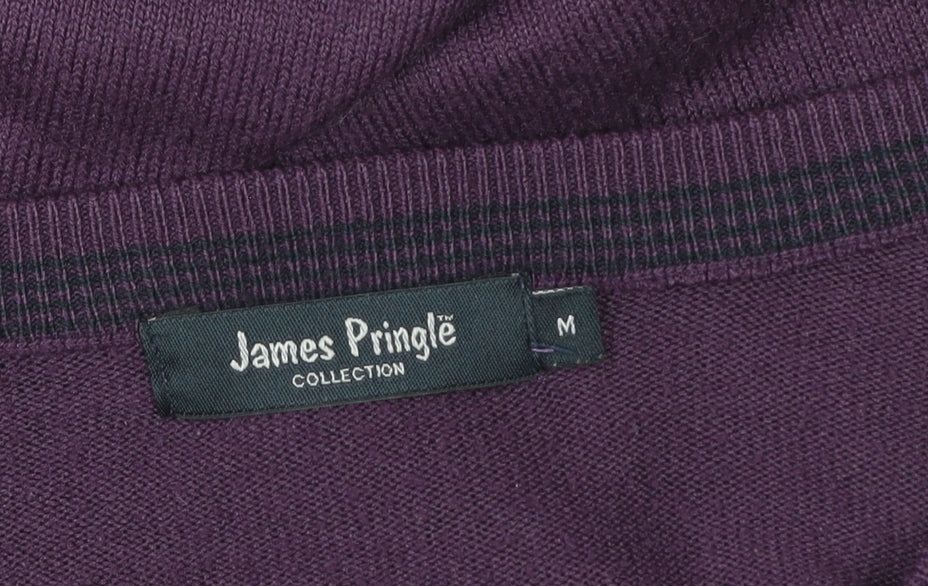 James Pringle Men's Purple V-Neck Acrylic Knit Pullover Jumper Size M