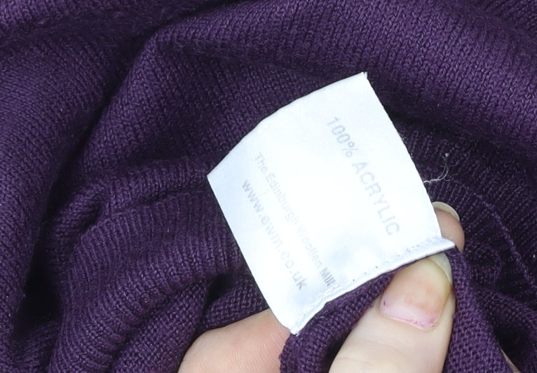James Pringle Men's Purple V-Neck Acrylic Knit Pullover Jumper Size M