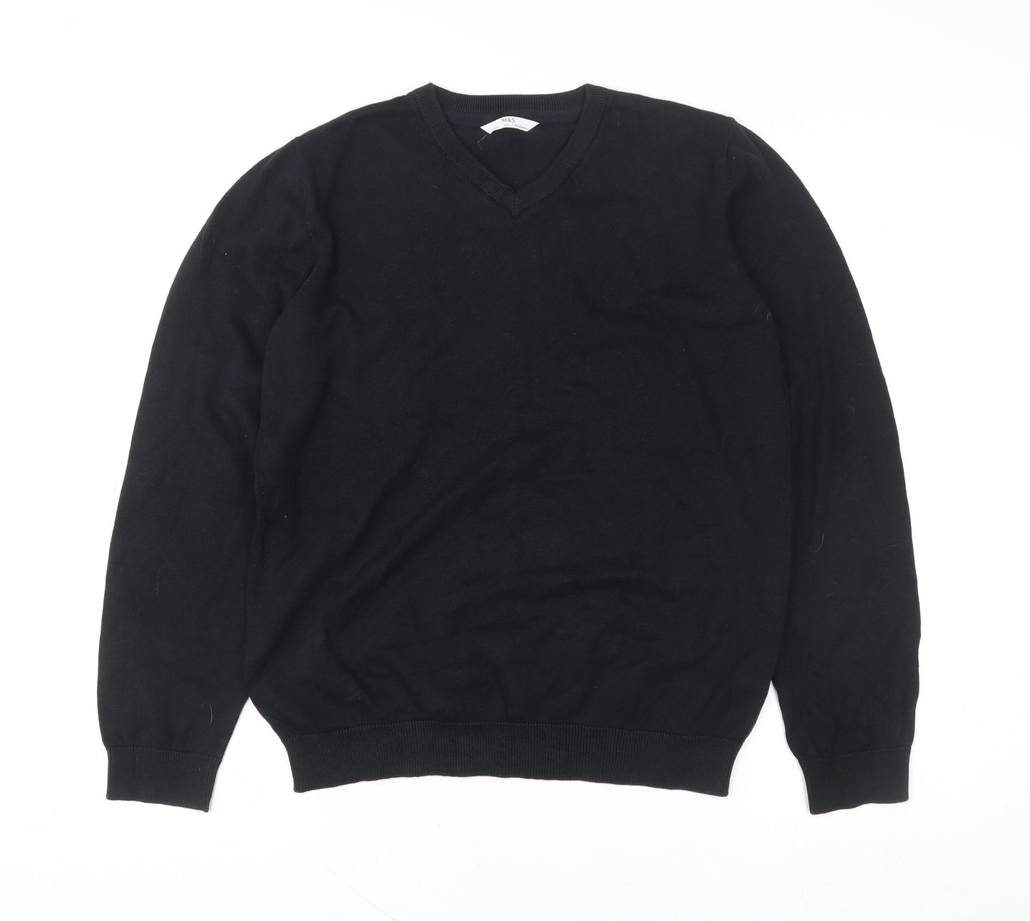 Marks and Spencer Teens Black V-Neck Cotton Pullover Sweatshirt 14 Plus