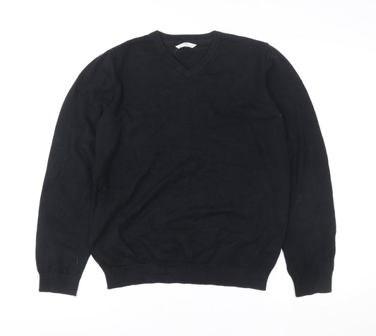 Marks and Spencer Teens Black V-Neck Cotton Pullover Sweatshirt 14 Plus
