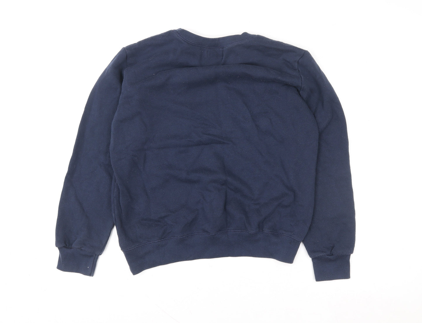 Damart Women's Navy Blue Embroidered Floral Crew Neck Sweatshirt Size L