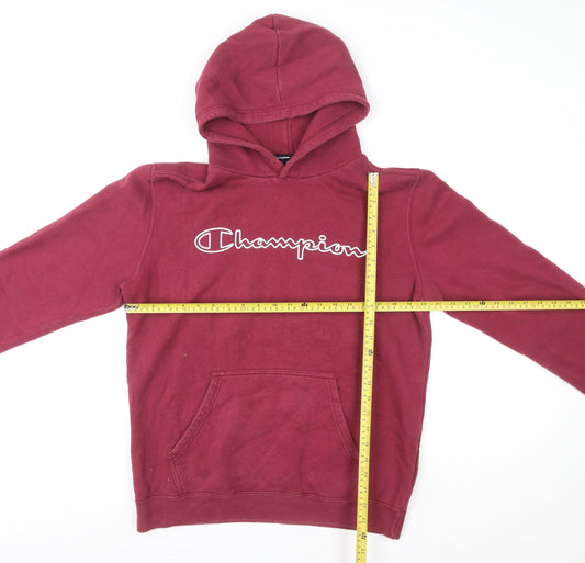 Champion Men's Red Pullover Hoodie Large Logo Fleece Sweatshirt