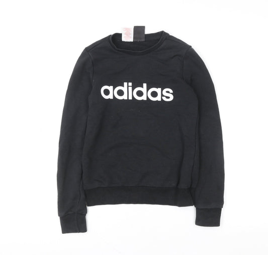 Adidas Boys Black Logo Pullover Sweatshirt 11-12 Years Regular Fit