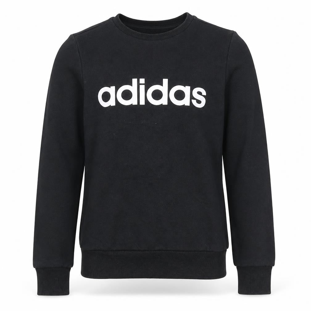 Front view of Adidas boys’ black logo pullover sweatshirt 11-12 years regular fit