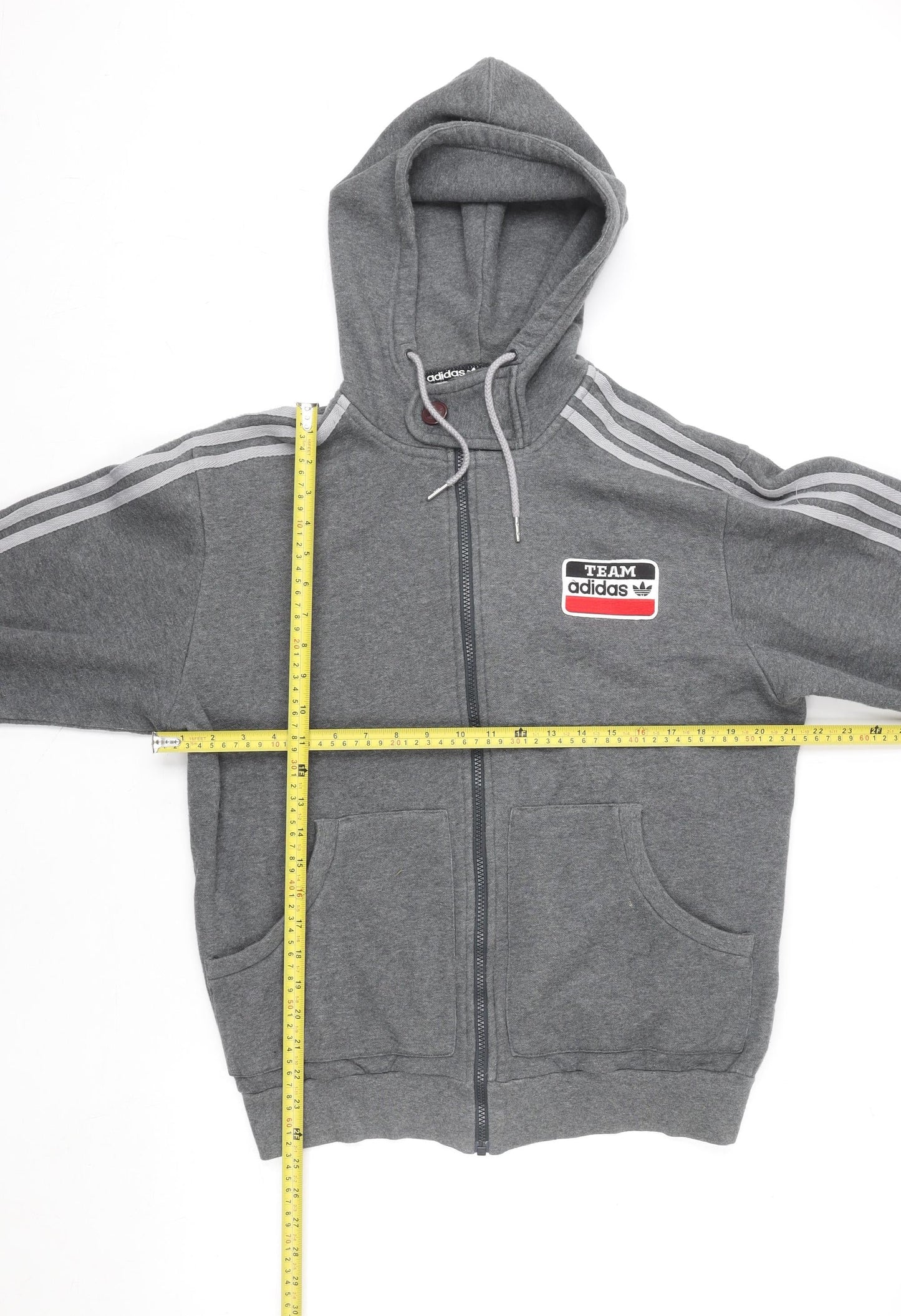 Adidas Men's Grey Full Zip Hoodie M Logo Sportswear