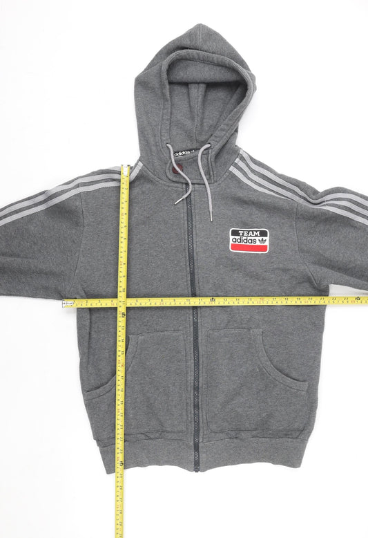 Adidas Men's Grey Full Zip Hoodie M Logo Sportswear