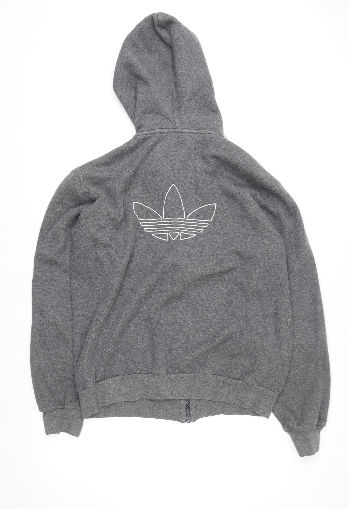 Adidas Men's Grey Full Zip Hoodie M Logo Sportswear