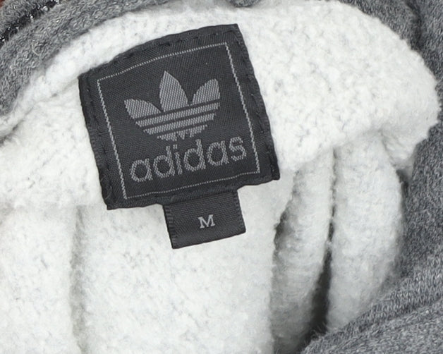 Adidas Men's Grey Full Zip Hoodie M Logo Sportswear