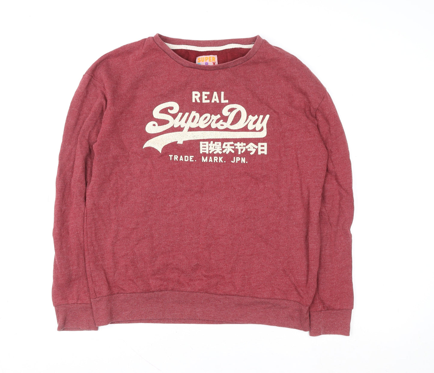 Superdry Womens Red Small Pullover Crew Neck Logo Sweatshirt