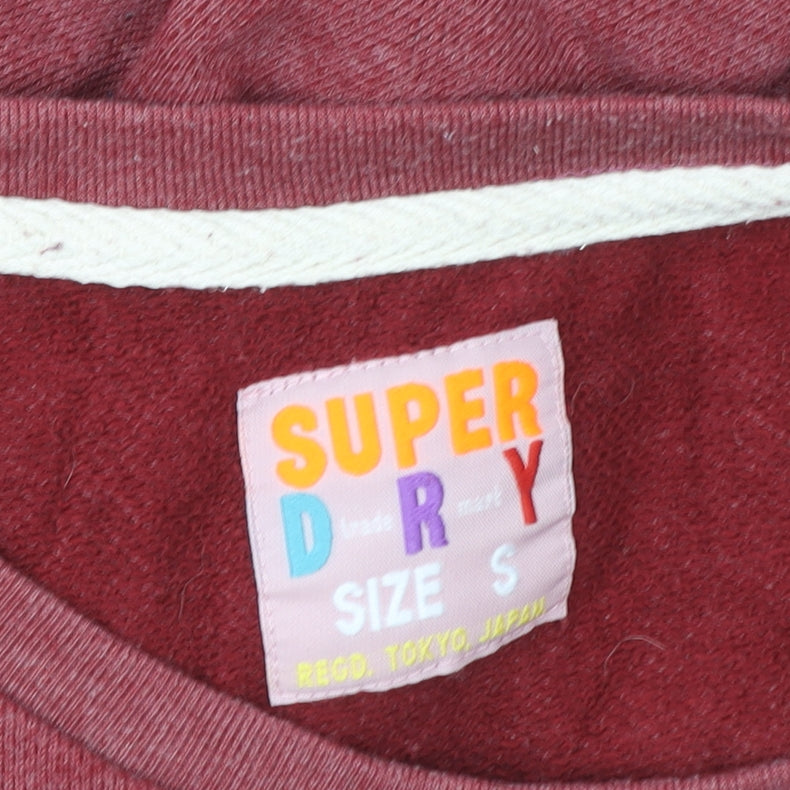 Superdry Womens Red Small Pullover Crew Neck Logo Sweatshirt