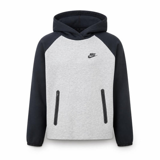 Nike Boys Grey & Black Pullover Hoodie S Regular Fit Logo Sweatshirt