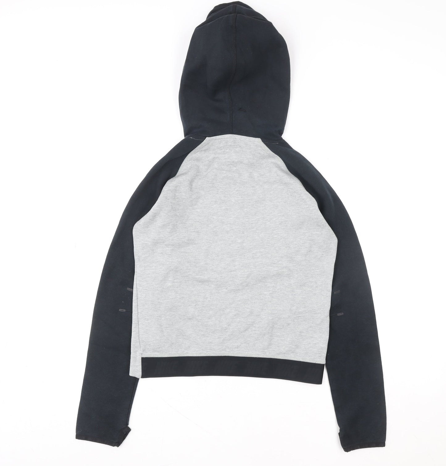 Nike Boys Grey & Black Pullover Hoodie S Regular Fit Logo Sweatshirt