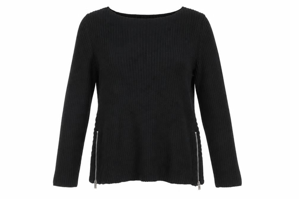 Next Womens Black Size 10 Knitted Pullover Sweatshirt with Zip Detail