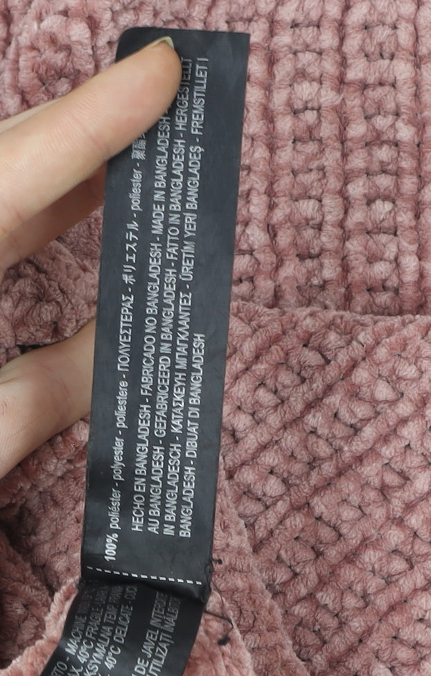 Zara Women Pink Chunky-Knit Crew Neck Pullover Jumper Size 8