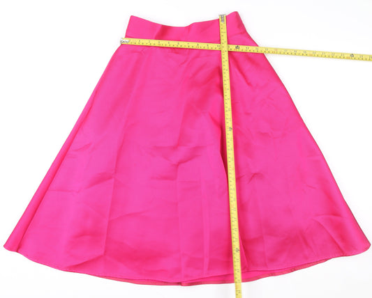 Coast Women's Pink A-Line Midi Skirt Size 10 Satin Finish