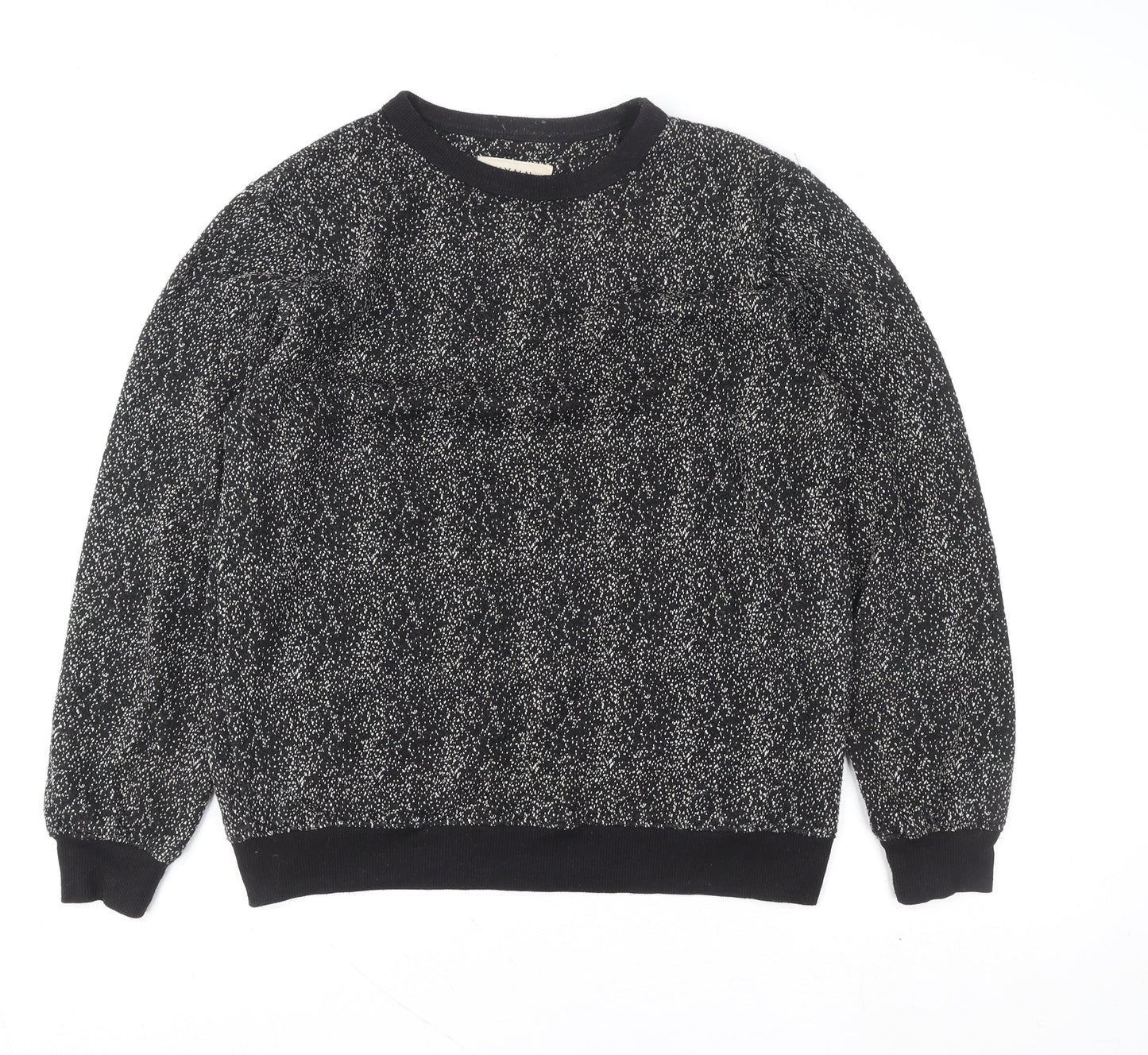 HYMN London Black & White Speckled Crew Neck Sweatshirt Size M