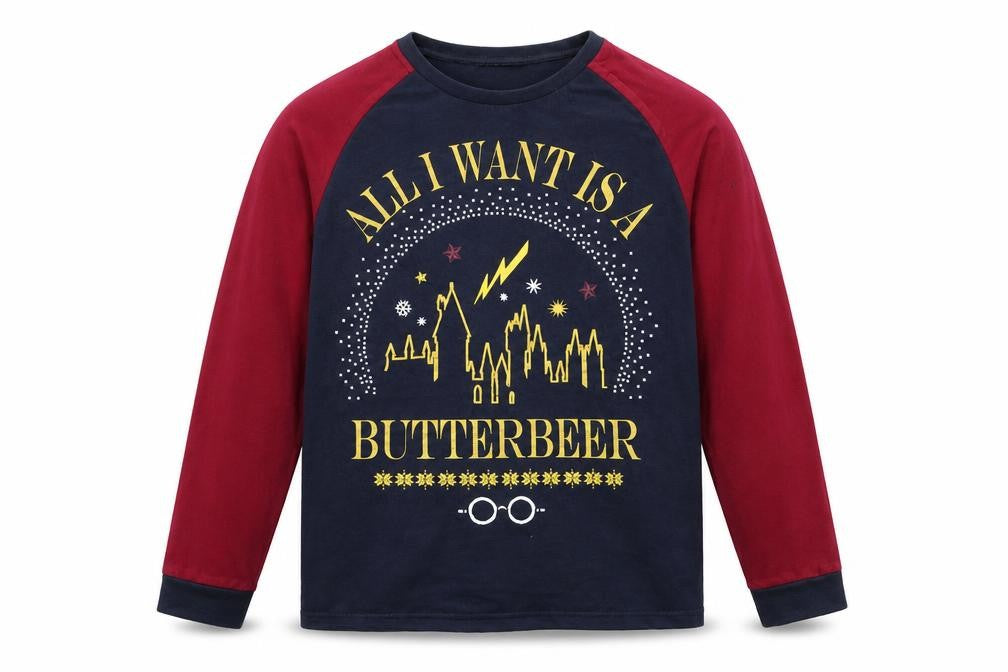 Nutmeg Boys Multicoloured Harry Potter Butterbeer Long Sleeve Pyjama Top Size S