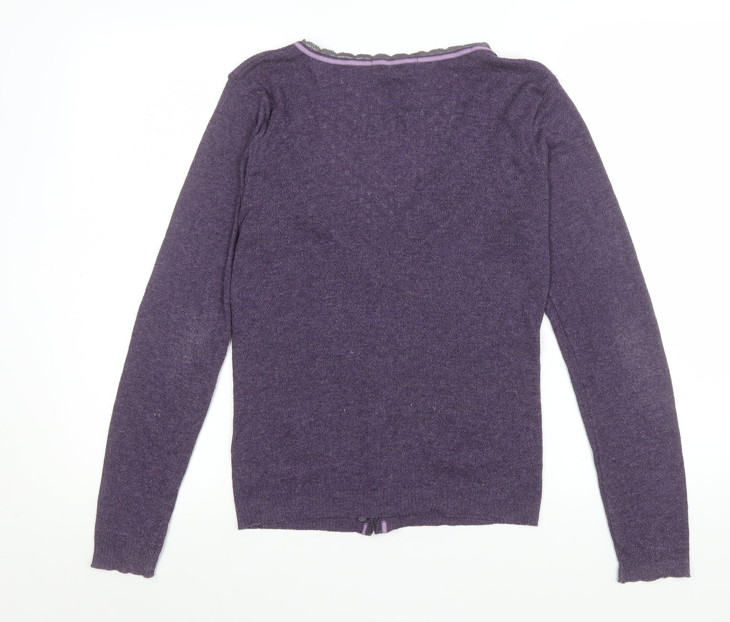 Kew Women’s Purple Knit Button Jacket L Long Sleeve Casual