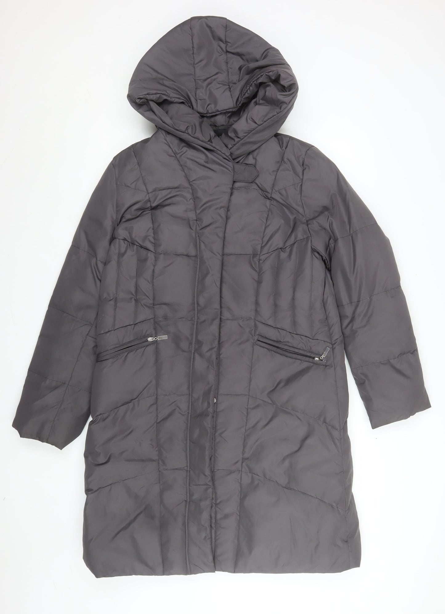 Centigrade Women's Grey Long Puffer Coat S Hooded Down Winter Jacket