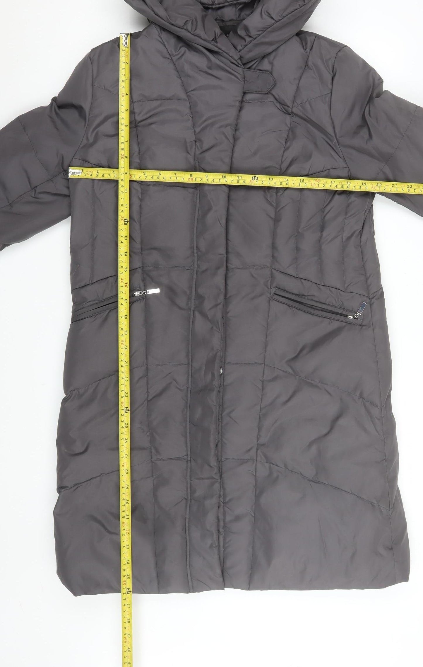 Centigrade Women's Grey Long Puffer Coat S Hooded Down Winter Jacket