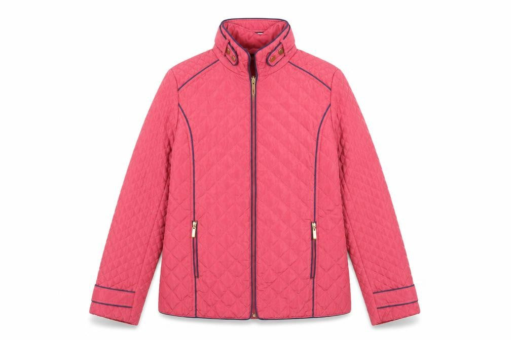 JBC Collection Womens Pink Quilted Jacket Size 12 Full Zip Lightweight