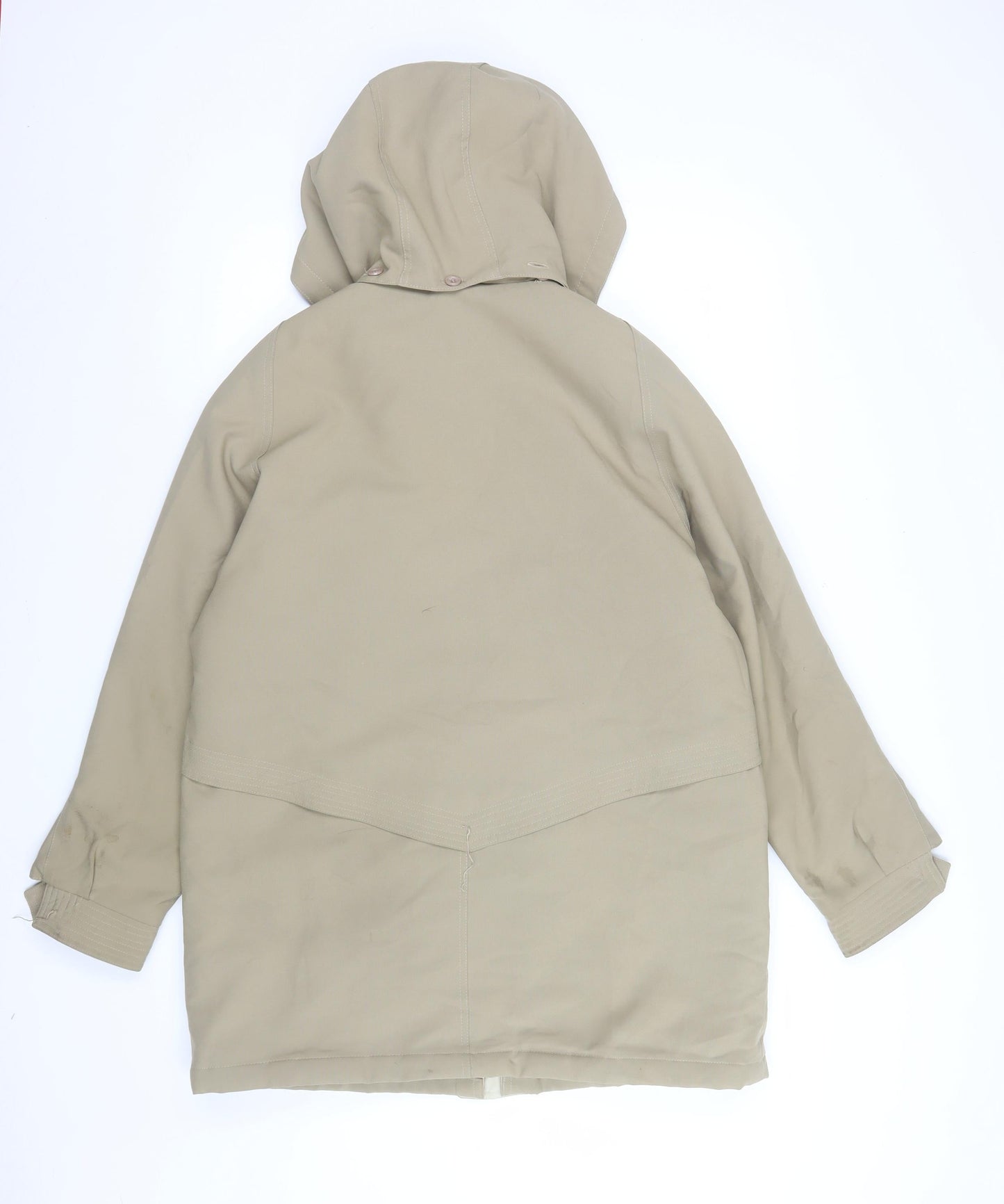 David Barry Women Beige Long Hooded Parka Coat Size 14