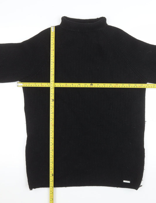Sweaty Betty Womens Black Small Ribbed Zip Hem Mock Neck Pullover Sweatshirt
