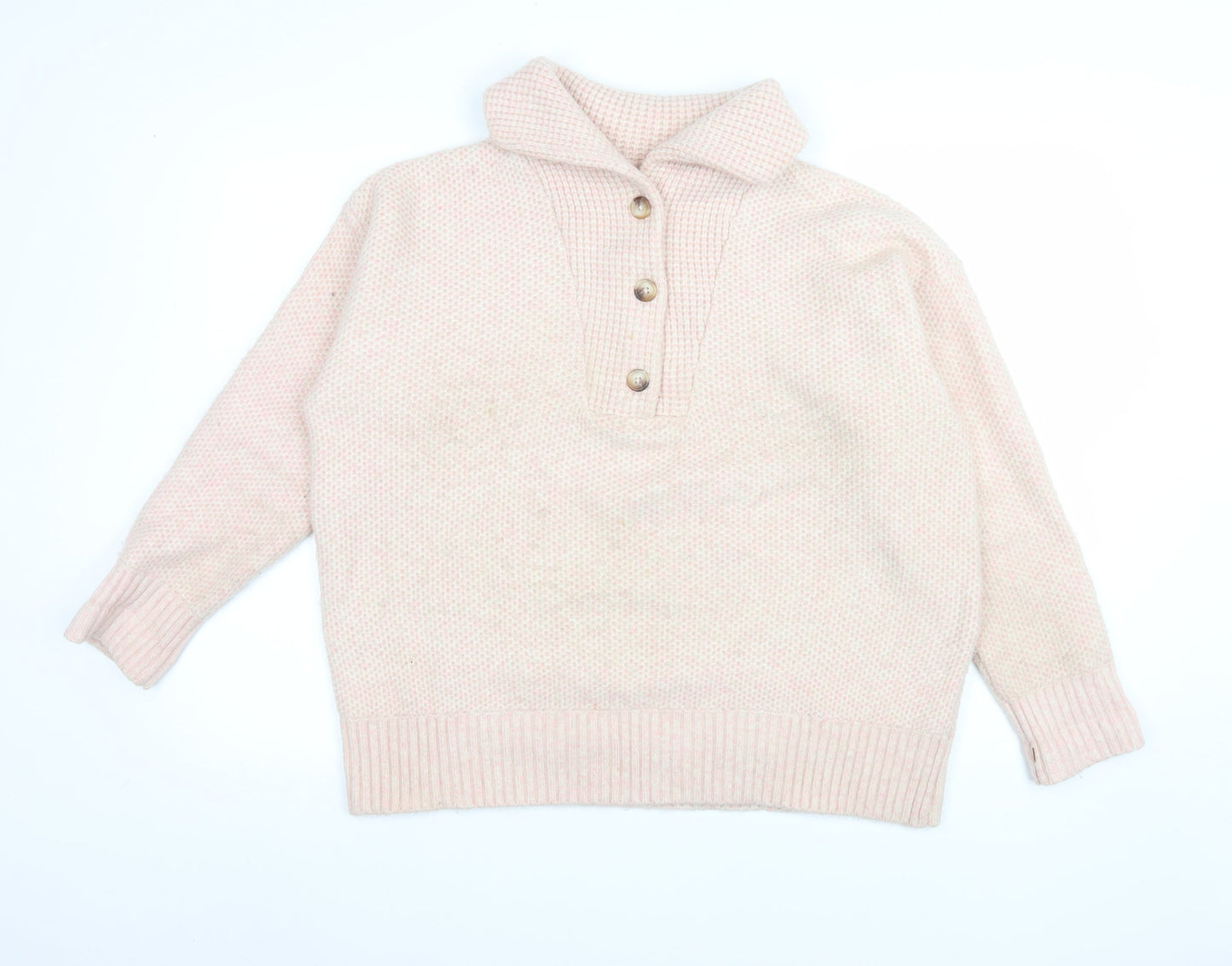 Womens UK 16 Relaxed Fat Face Beige Henley Sweatshirt