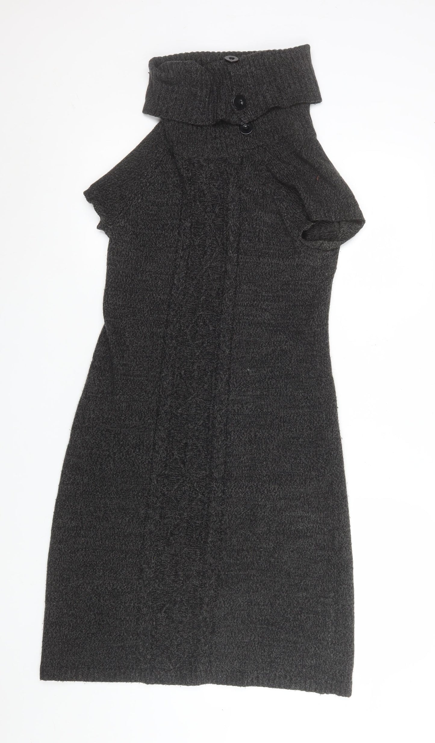 London Times Women’s Grey Knit Roll Neck Sweater Dress M