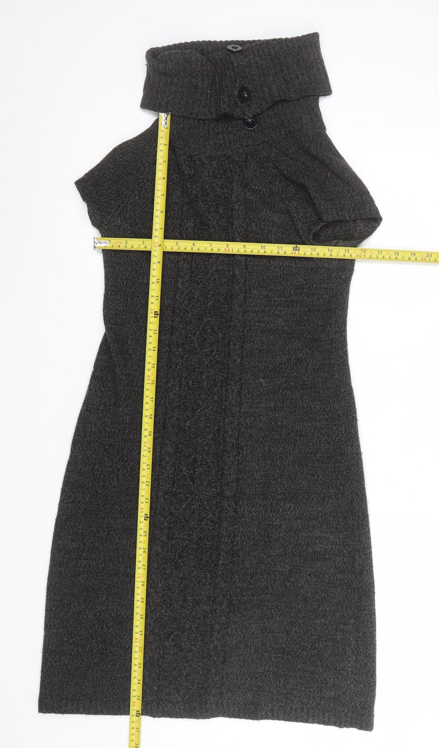 London Times Women’s Grey Knit Roll Neck Sweater Dress M