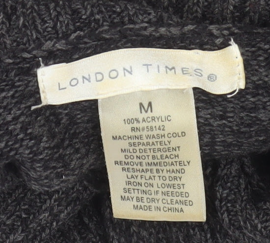 London Times Women’s Grey Knit Roll Neck Sweater Dress M