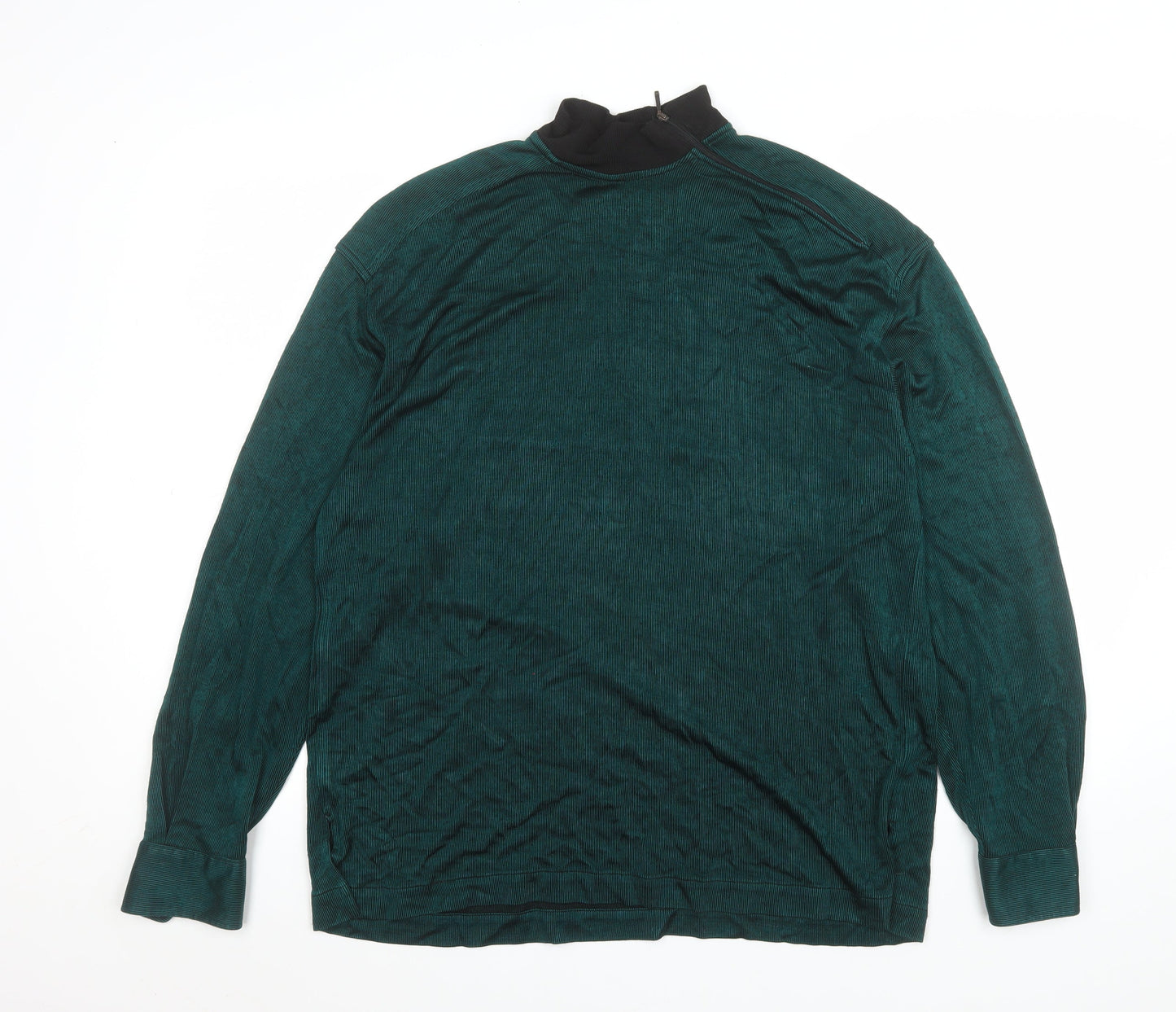Nogaret Paris Men's Green Ribbed Long Sleeve High Neck Top Size M