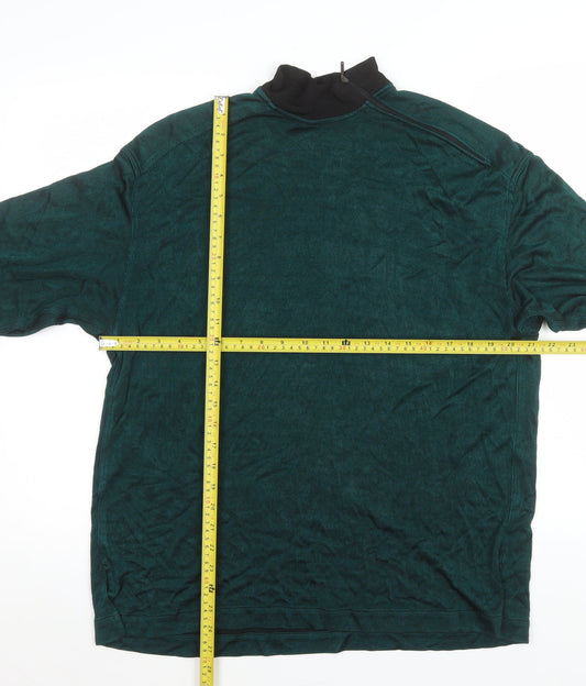 Nogaret Paris Men's Green Ribbed Long Sleeve High Neck Top Size M
