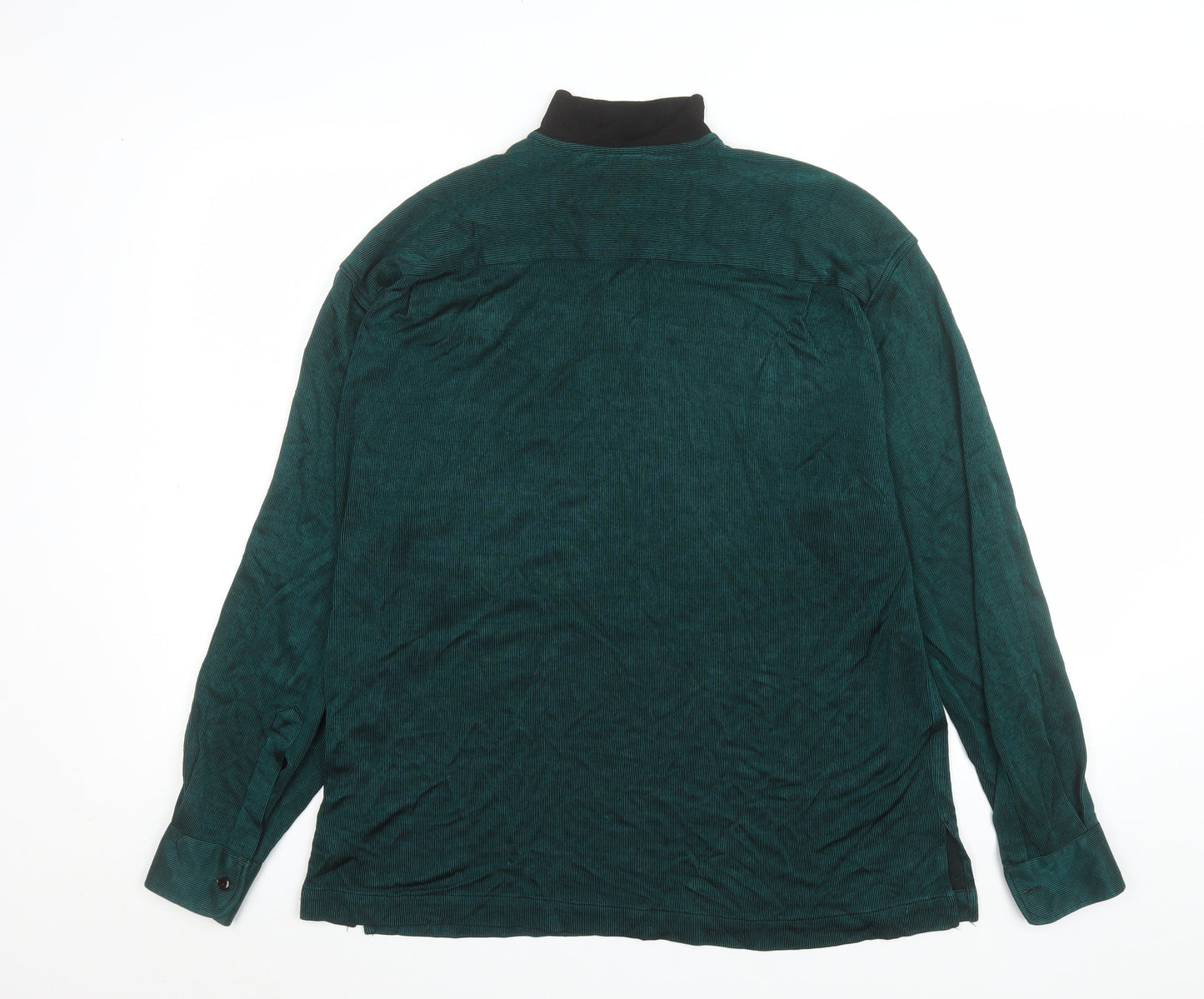 Nogaret Paris Men's Green Ribbed Long Sleeve High Neck Top Size M