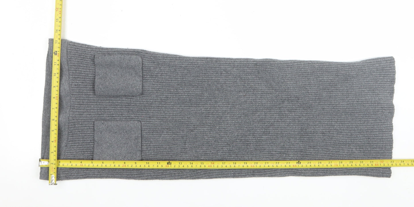 Zara Women Grey Knit Pencil Skirt Size 12 Stretch Workwear