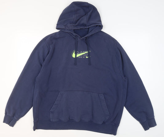 Nike Mens Blue Pullover Hoodie Graphic Logo Sportswear