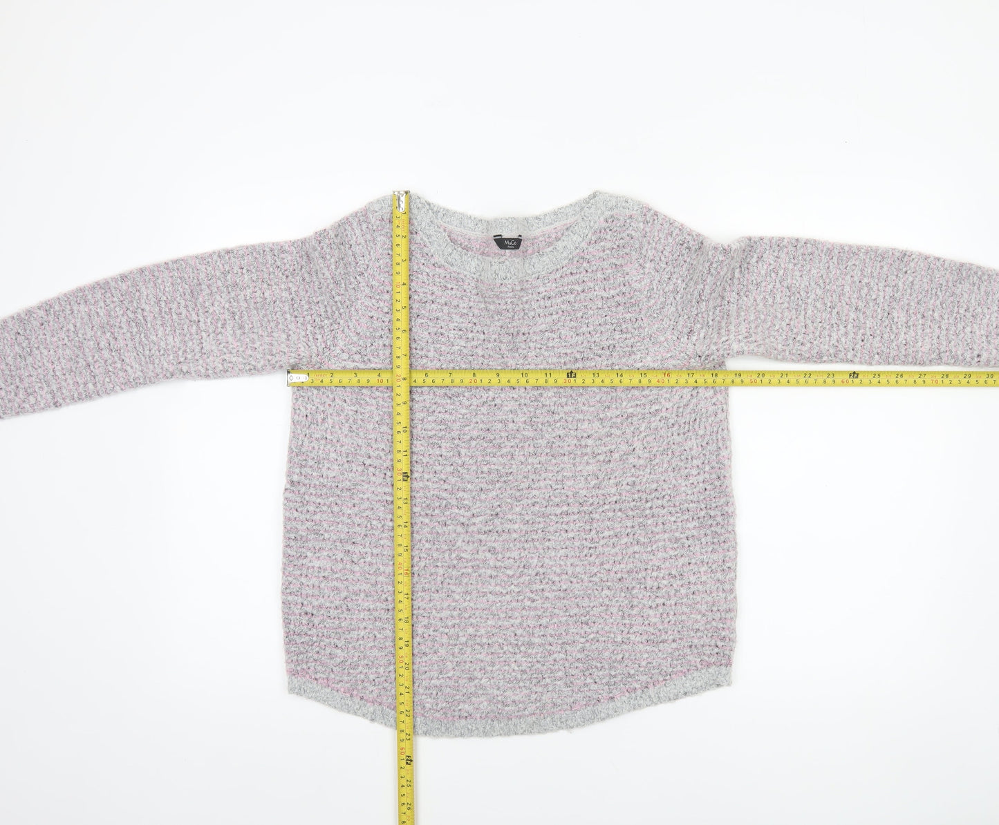 M&Co Womens Grey Size 12 Chunky Knit Acrylic Jumper