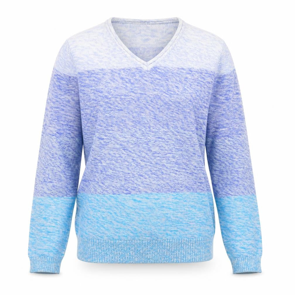 Isle Essentials Women Blue V-Neck Cotton Knit Jumper Size S 10-12