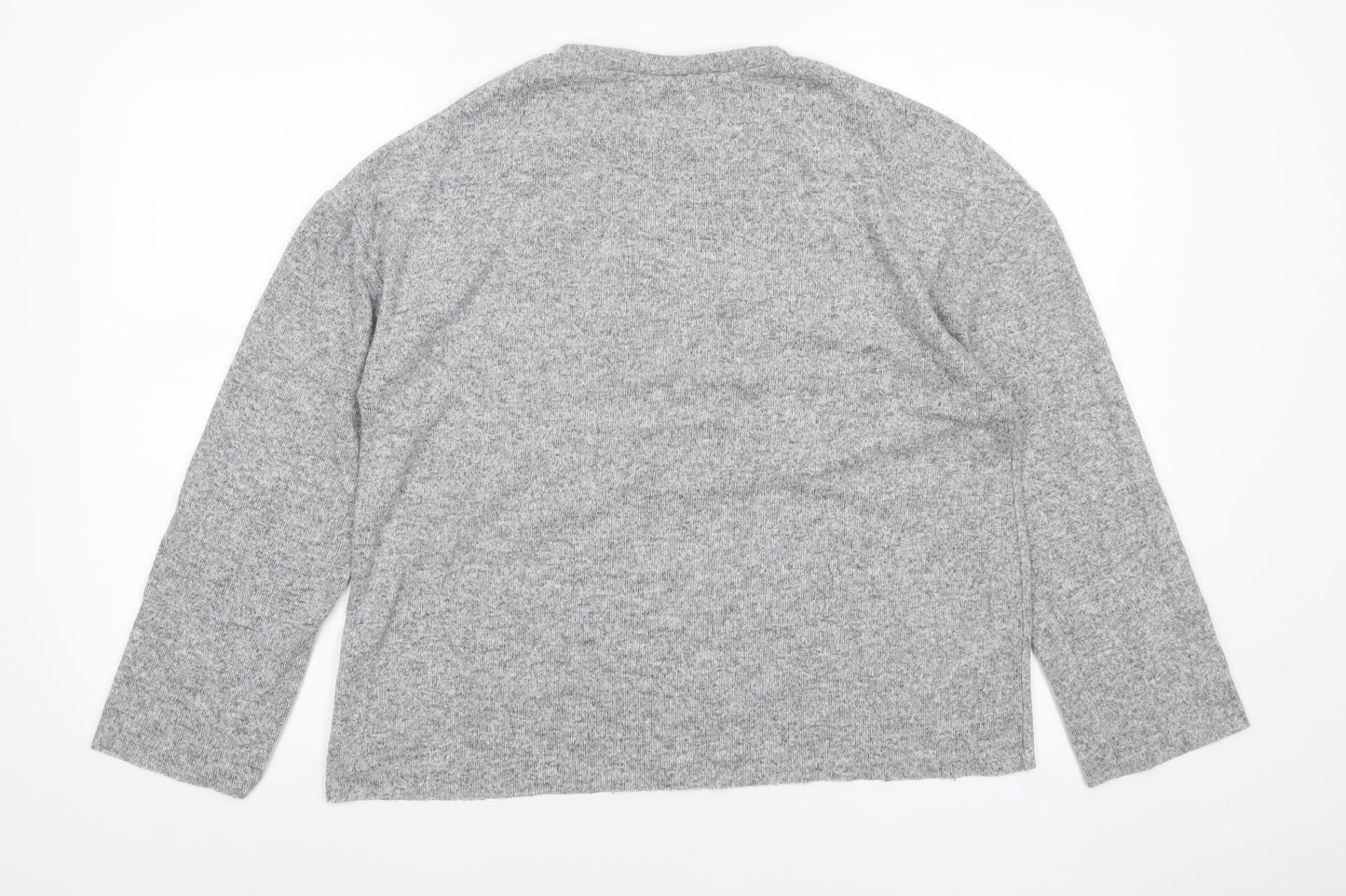 Zara Women Grey Floral Embroidered Wool Blend Jumper M